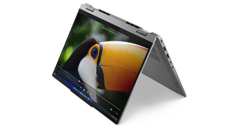 Lenovo ThinkBook 14 2-in-1 Gen 4 in a tent-mode configuration.