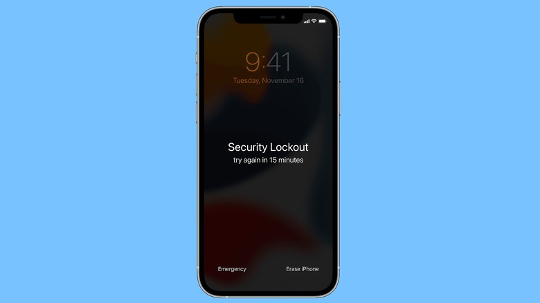 iPhone screen displaying the 'Security Lockout' message and the 'Erase iPhone' option.