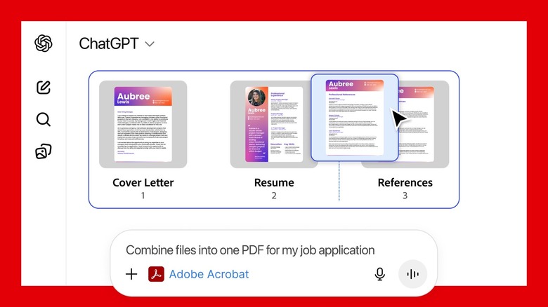 User interface of Adobe Acrobat tools being utilized within a ChatGPT session.