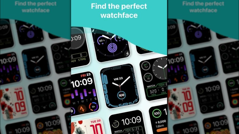 The Buddywatch app interface on an iPhone showing various health and productivity watch face templates.