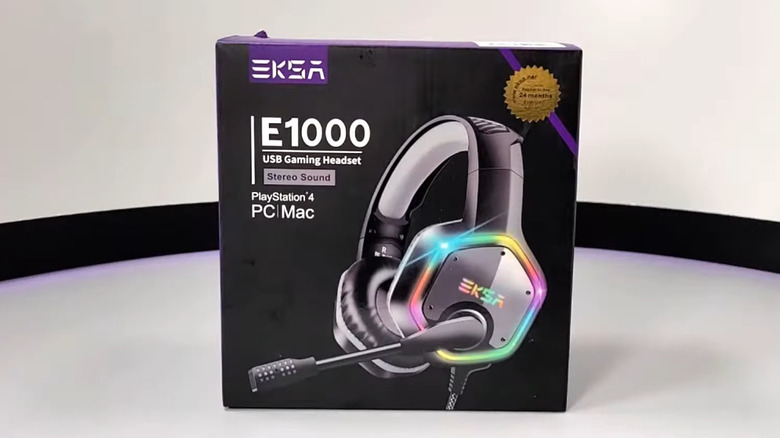 An EKSA Bluetooth headset in its retail packaging.