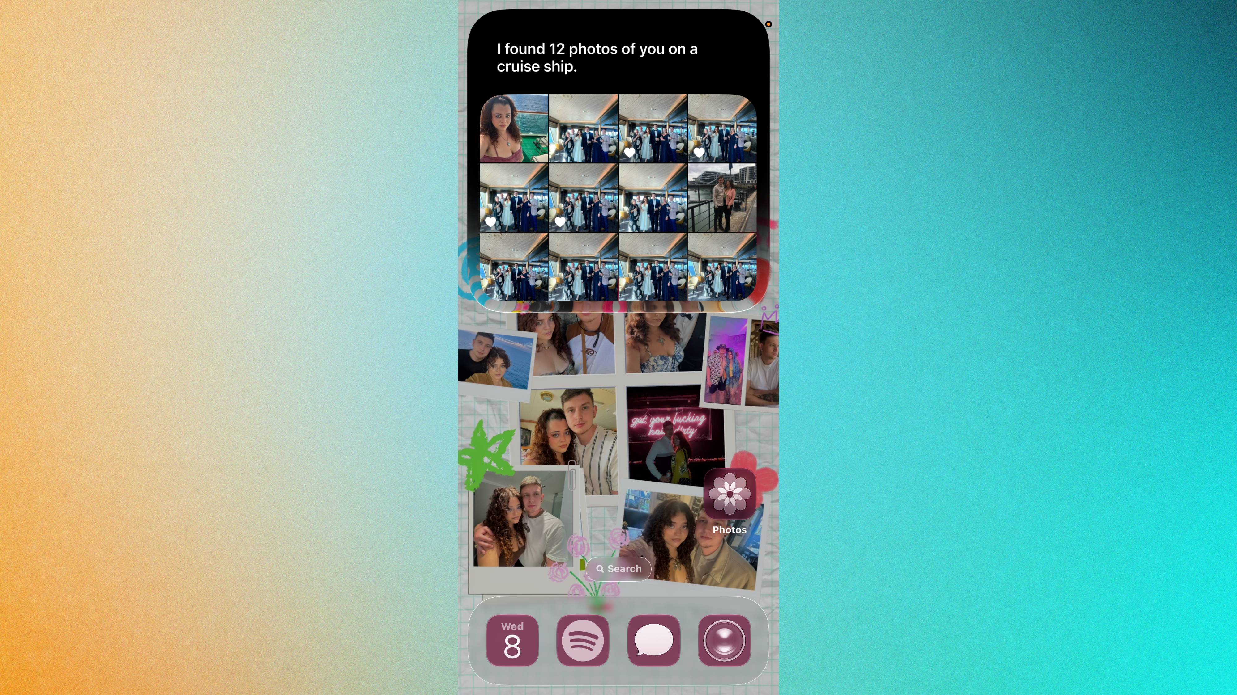 The Siri interface showing results for a 'Deep Search' through personal communication and files.