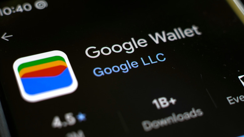 The Google Wallet app interface displayed on a smartphone screen showing card management features.