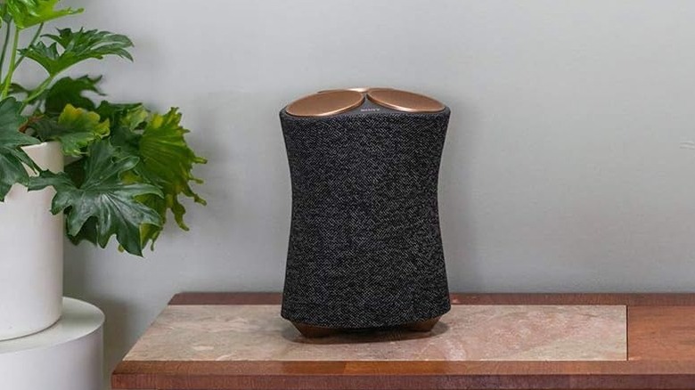 A Sony SRS-RA5000 Bluetooth Speaker with its distinctive multi-driver layout.