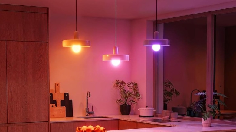 Smart LED recessed lighting installed in a modern kitchen ceiling.