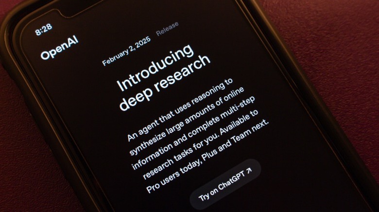 A screen showing the ChatGPT Deep Research mode interface in action.