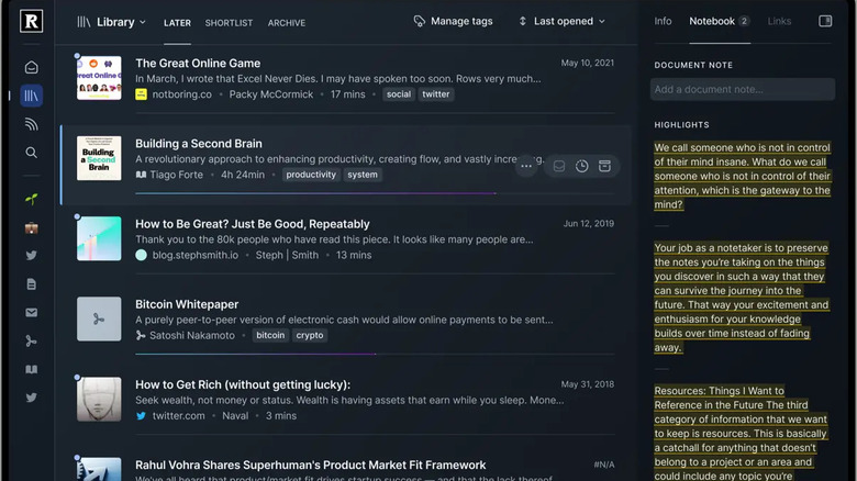 Screenshot of the Readwise Reader interface displaying an active feed.