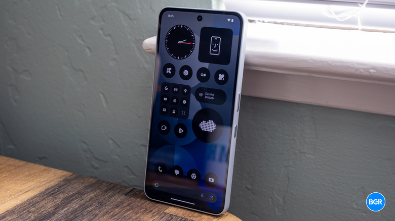 Front view of the Nothing Phone (3a) Pro with the screen on.
