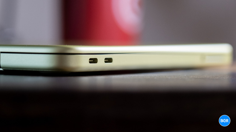 Side profile of a MacBook Neo showing two USB-C ports.