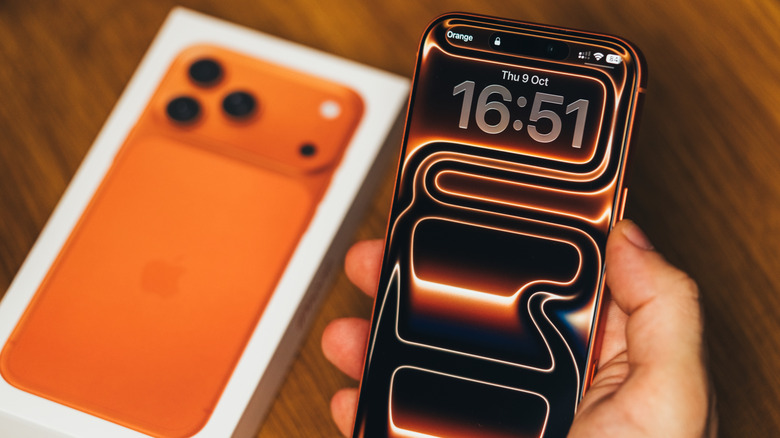 The iPhone 17 Pro Max showcasing its expansive and high-brightness OLED screen.