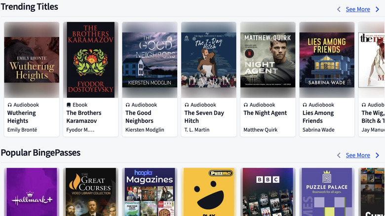 The Hoopla Digital interface showcasing a library of digital movies and television series.