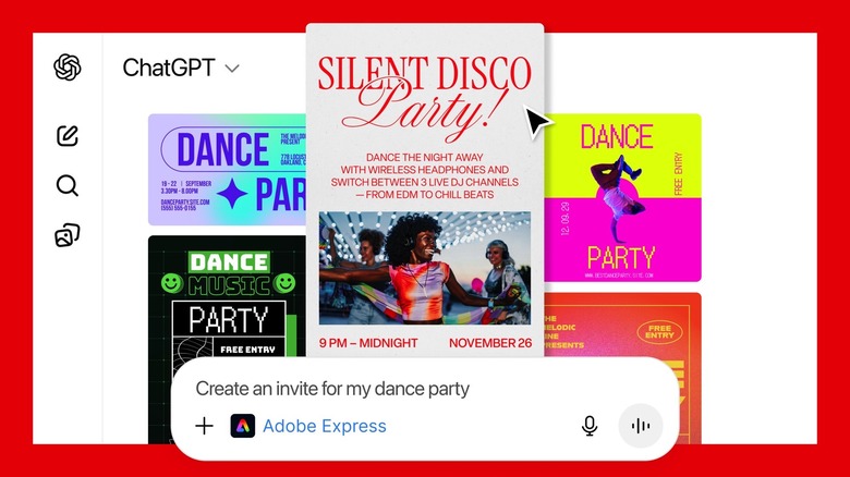 Adobe Express template generation and editing workspace inside ChatGPT.