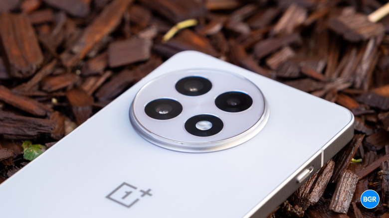 Macro shot of the OnePlus 13R's rear camera lenses.