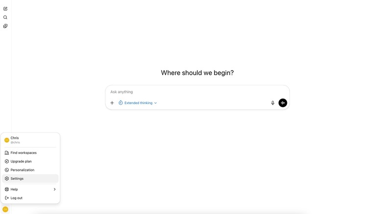 The ChatGPT settings dashboard opened on a desktop browser.