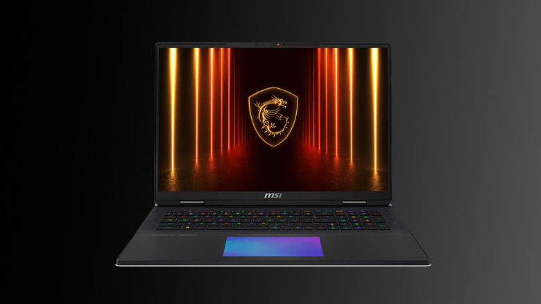 Front-facing view of the MSI Titan 18 HX AI showing its massive 18-inch Mini-LED display.