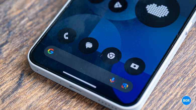 Close-up of the Nothing OS user interface on the phone.