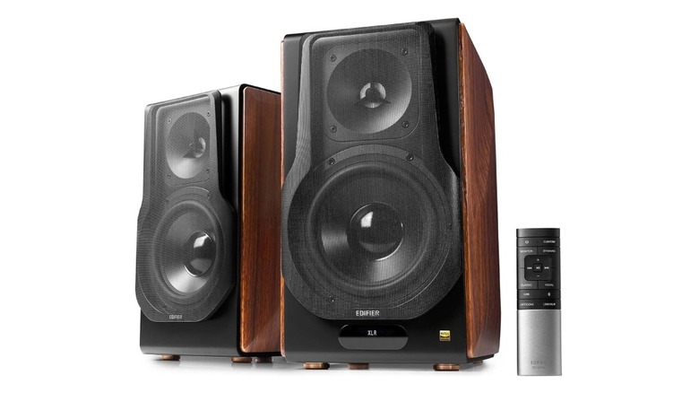 Close-up of the Edifier S3000MKII audiophile active speakers showing the tweeter and mid-bass driver.