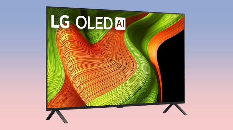 The LG B5 OLED TV shown from the front against a neutral gradient background.