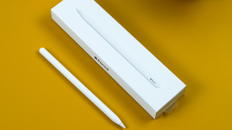Apple Pencil 2nd generation shown next to its product box.