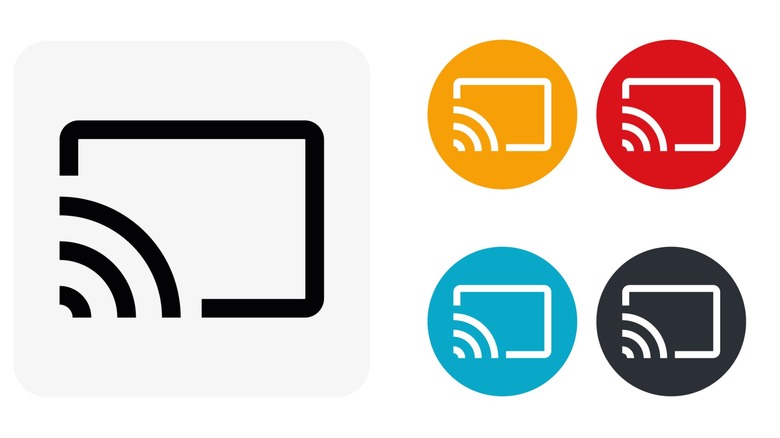 Graphic showing the universal cast icon in four different colors.