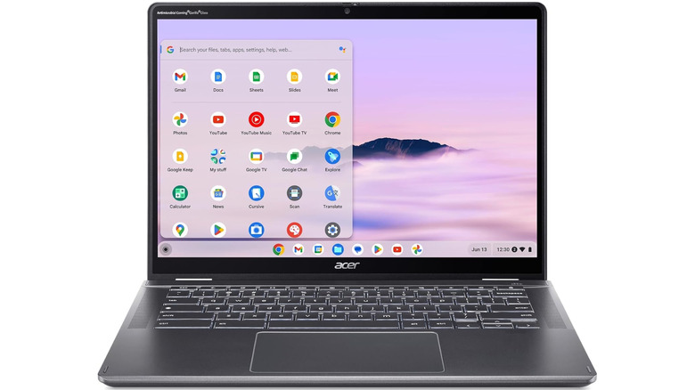 An Acer Chromebook Plus Spin 514 showing its convertible build.