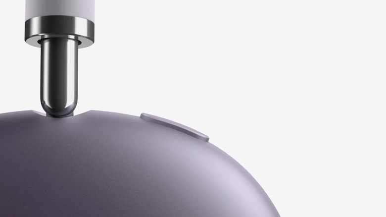 Close-up view of the purple AirPods Max 2 ear cup and mesh headband.