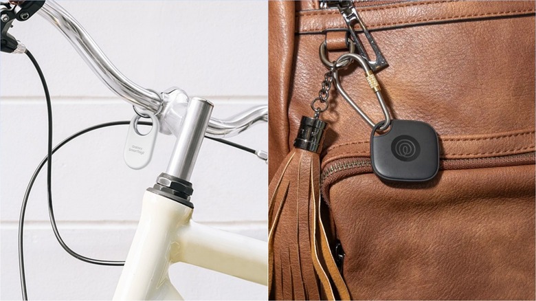 A side-by-side visual of the oval-shaped Samsung SmartTag 2 and the square Tile Mate Bluetooth tracker.