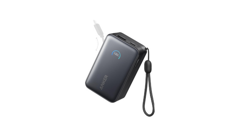 An Anker Nano Portable Charger showing a USB-C connector