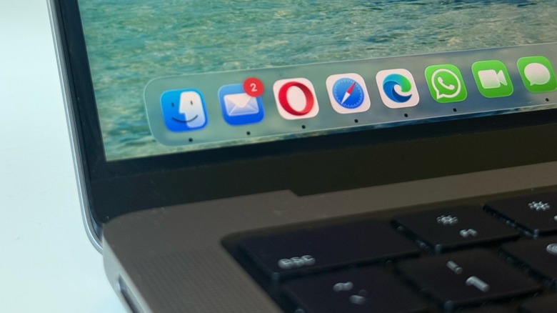 Close-up of the macOS dock showing various productivity applications.
