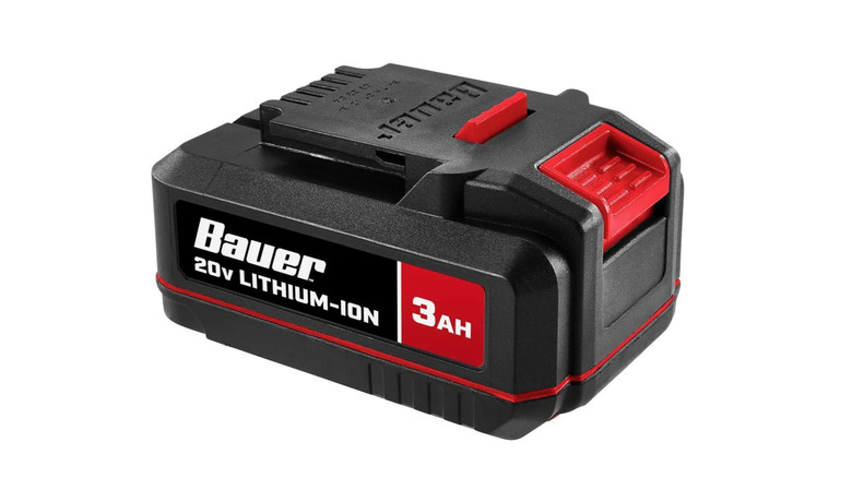 A red and black Bauer 20V Lithium-Ion battery pack on a white background.