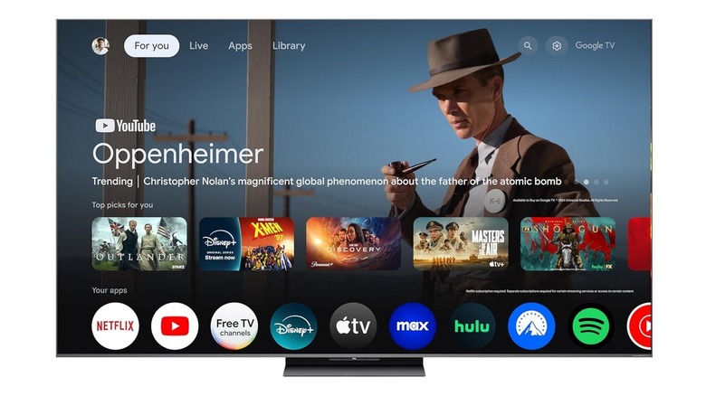 A large TCL 75-inch Mini-LED TV showing vibrant colors and deep blacks.