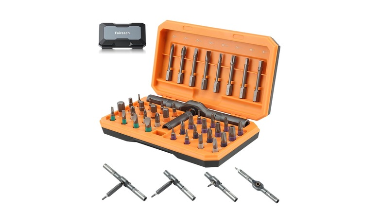 Faireach portable compact repair tool kit showing organized bit storage.