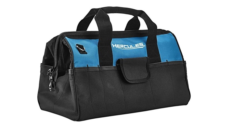 The Hercules 18-Inch heavy-duty tool bag with reinforced stitching and external pockets.