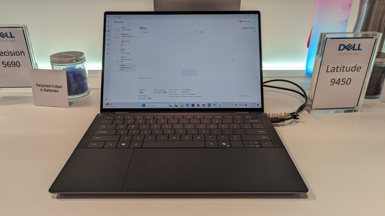 Side profile view of the Dell Latitude 9450 laptop focusing on its compact 14-inch frame.