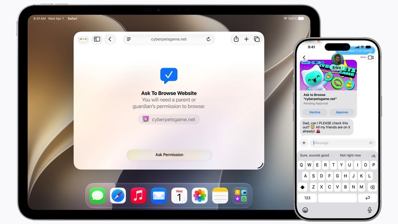 The 'Ask to Browse' permission prompt displayed on an iPad running iOS 27.